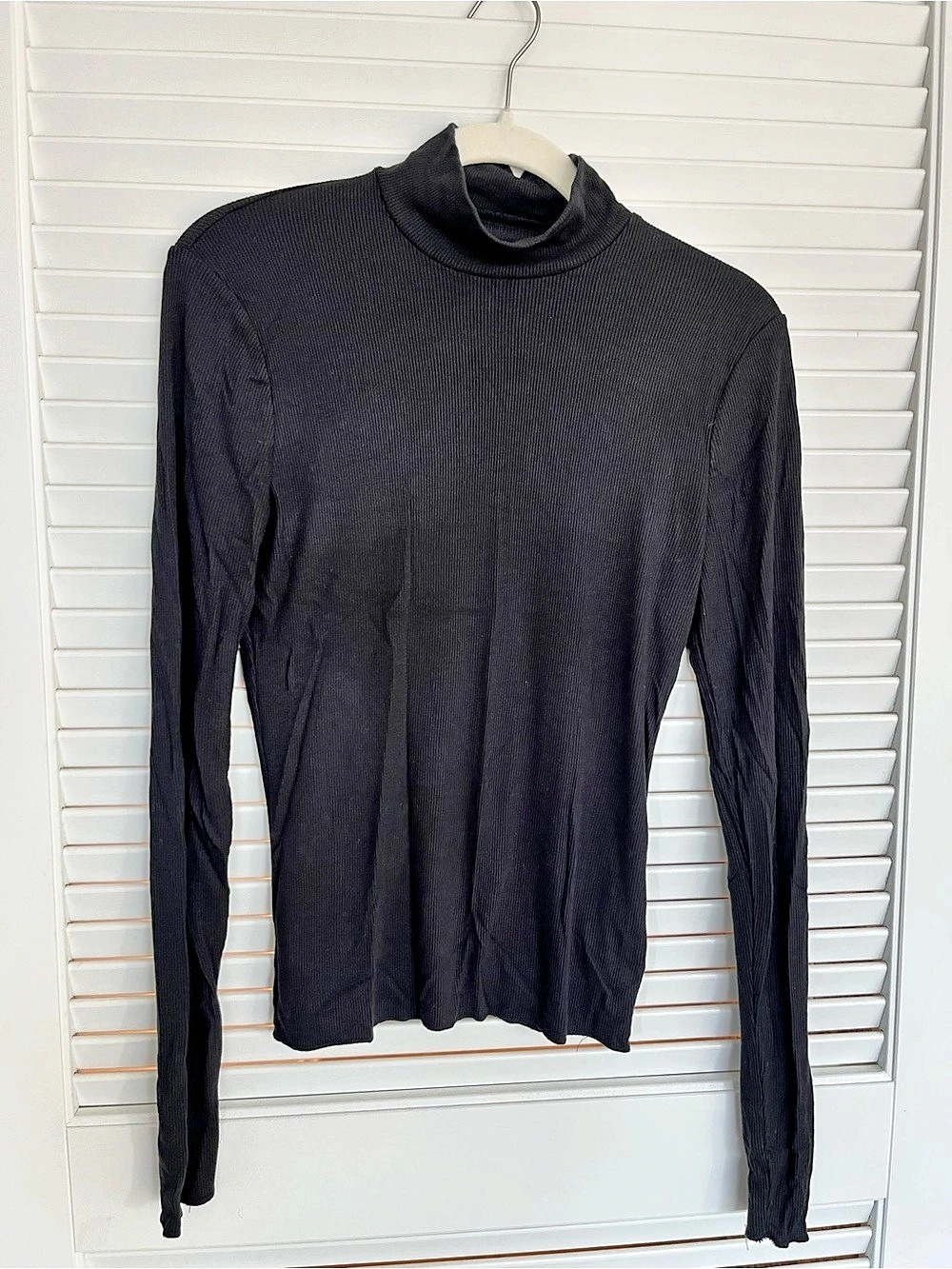 Abercrombie & Fitch A&F Essentials Ribbed Mock Neck Top Black Medium